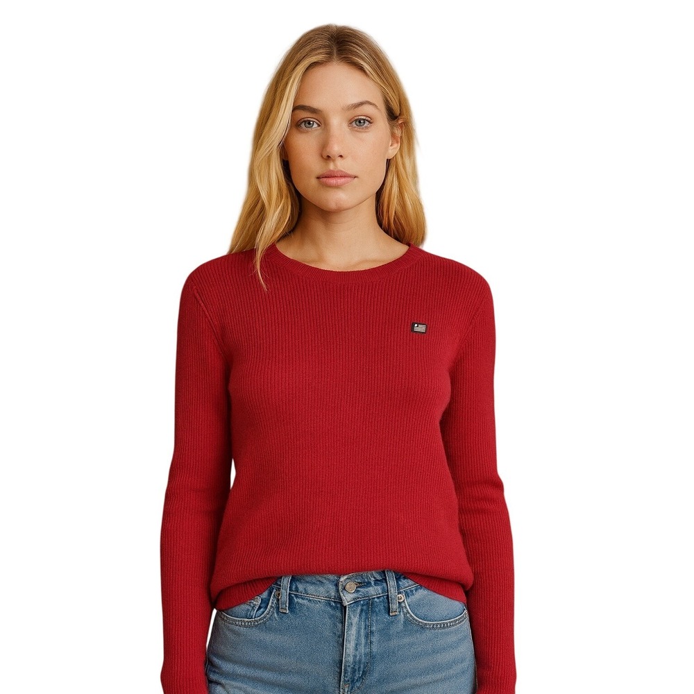 Polo Jeans Co Ralph Lauren 90s Red Sweater RL Flag Logo XL